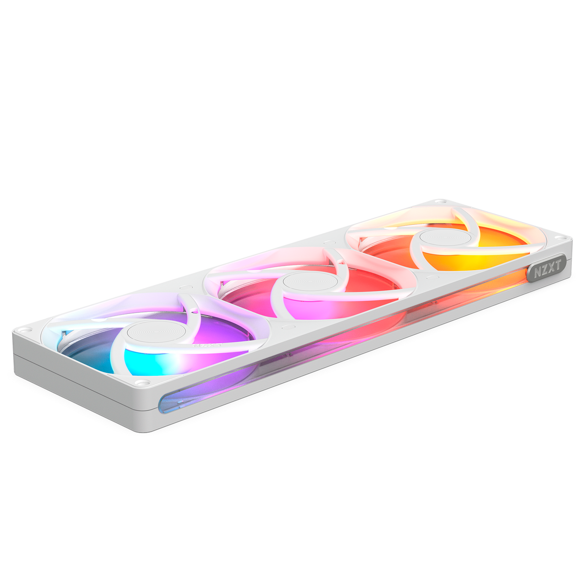 NZXT F360 RGB white three-pack, rear view