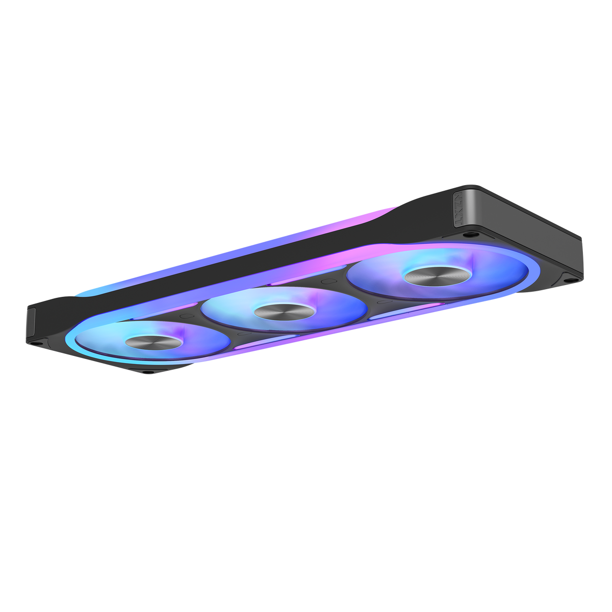 NZXT F360U black three-pack, low profile view