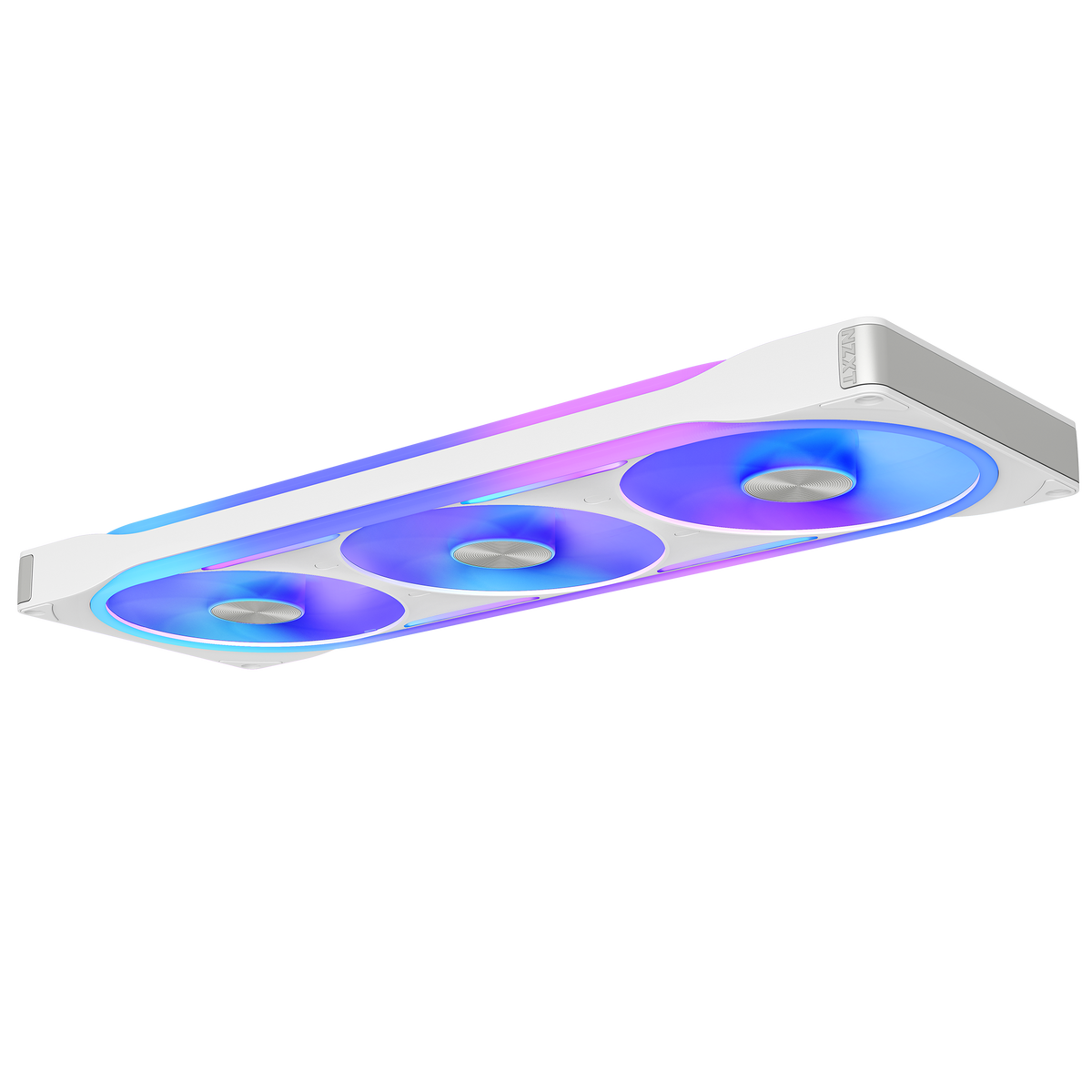 NZXT F420U white three-pack, low profile view