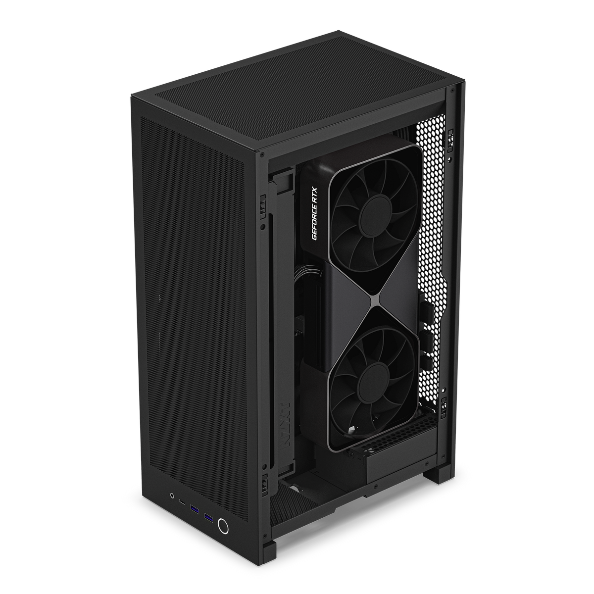NZXT H2 Flow case in black, rear chamber with components installed