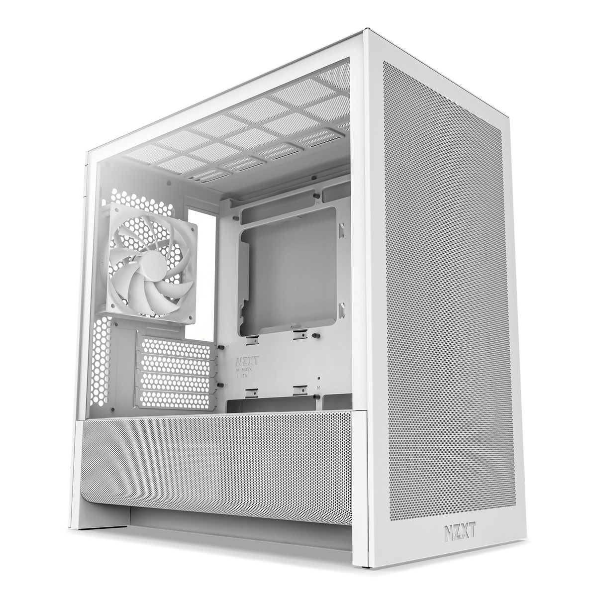 NZXT H3 Flow case in white, second angled view