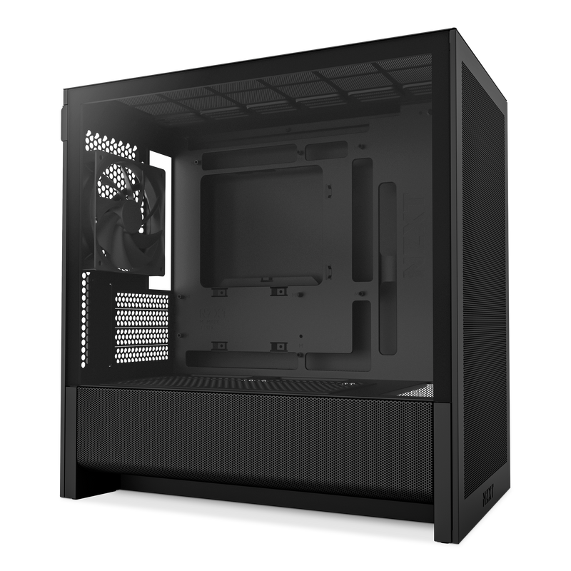 NZXT H3 Flow case in black, angled front view