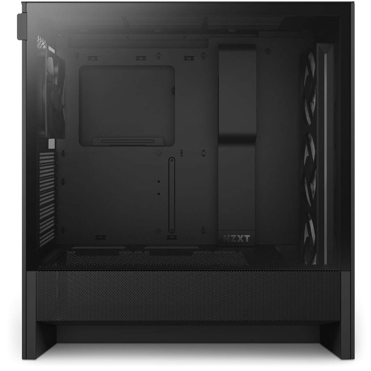 NZXT H5 Flow RGB black, side view through the tempered-glass panel