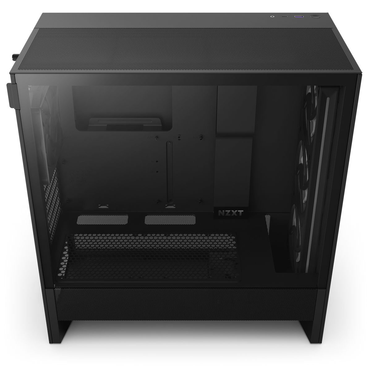 NZXT H5 Flow RGB black, top-down view into the interior