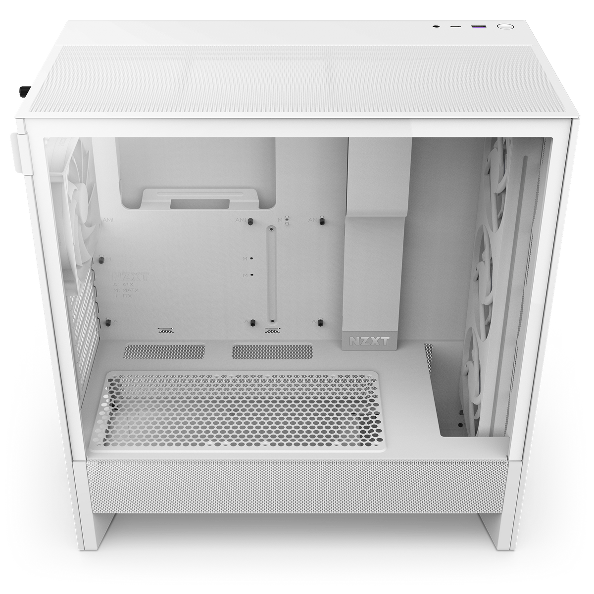 NZXT H5 Flow RGB white, top-down view into the interior
