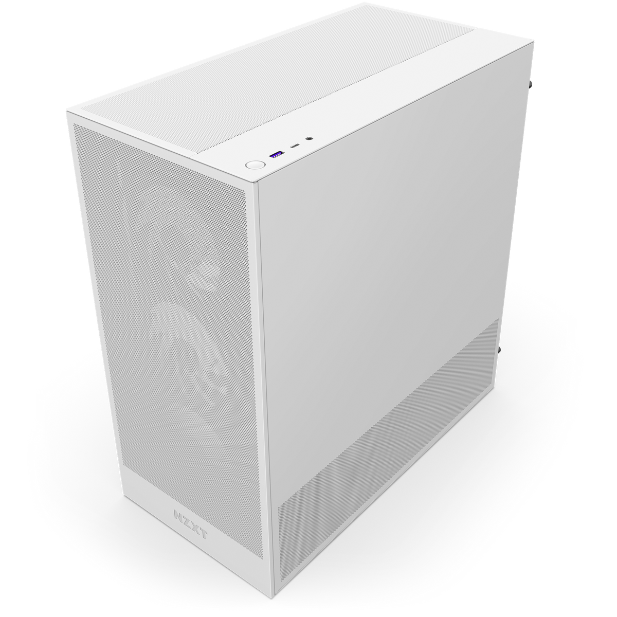 NZXT H5 Flow RGB white, close-up of the front I/O