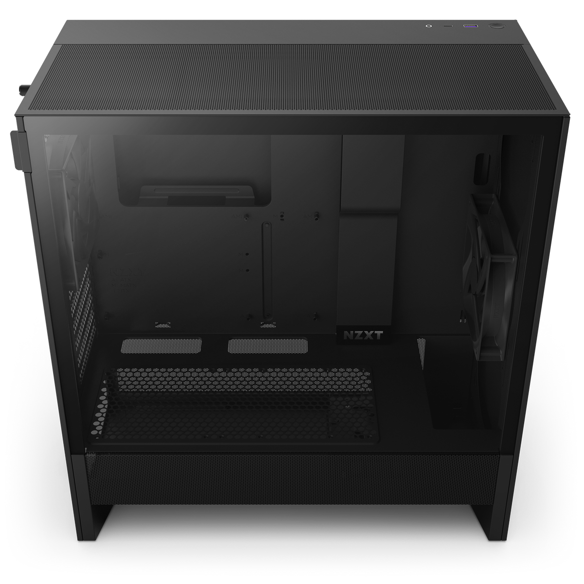 NZXT H5 Flow black, top-down view into the interior