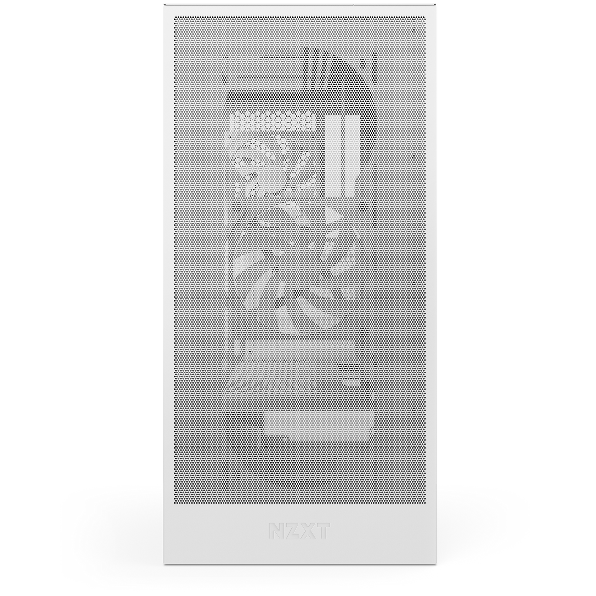 NZXT H5 Flow white, front view of the mesh panel