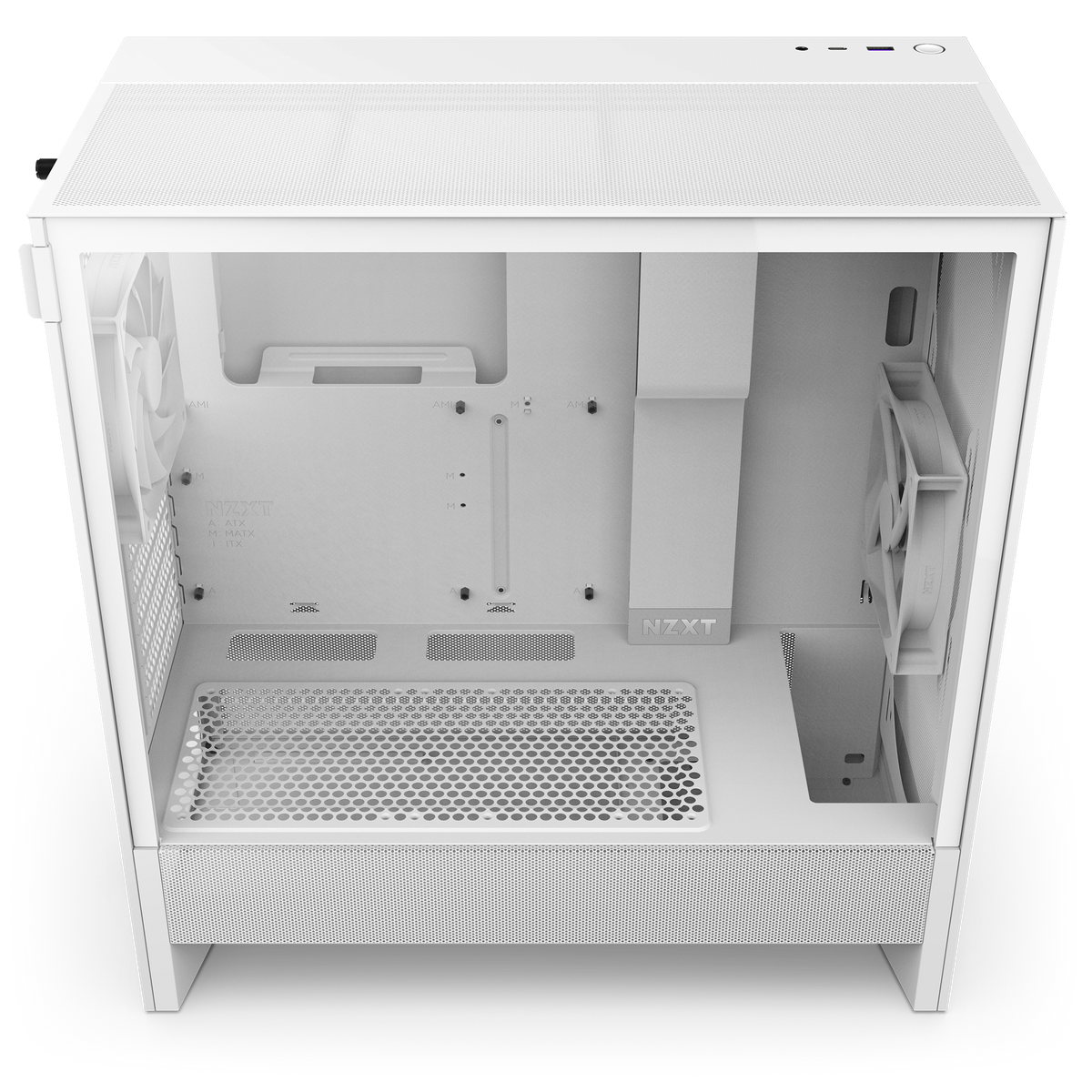 NZXT H5 Flow white, top-down view into the interior
