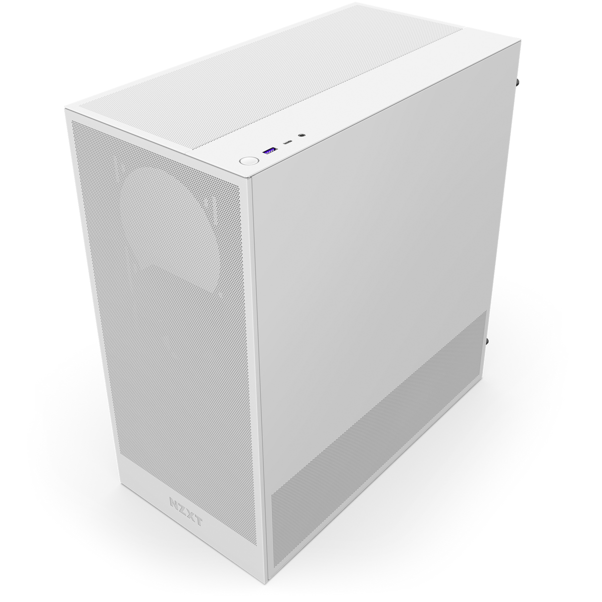 NZXT H5 Flow white, close-up of the front I/O