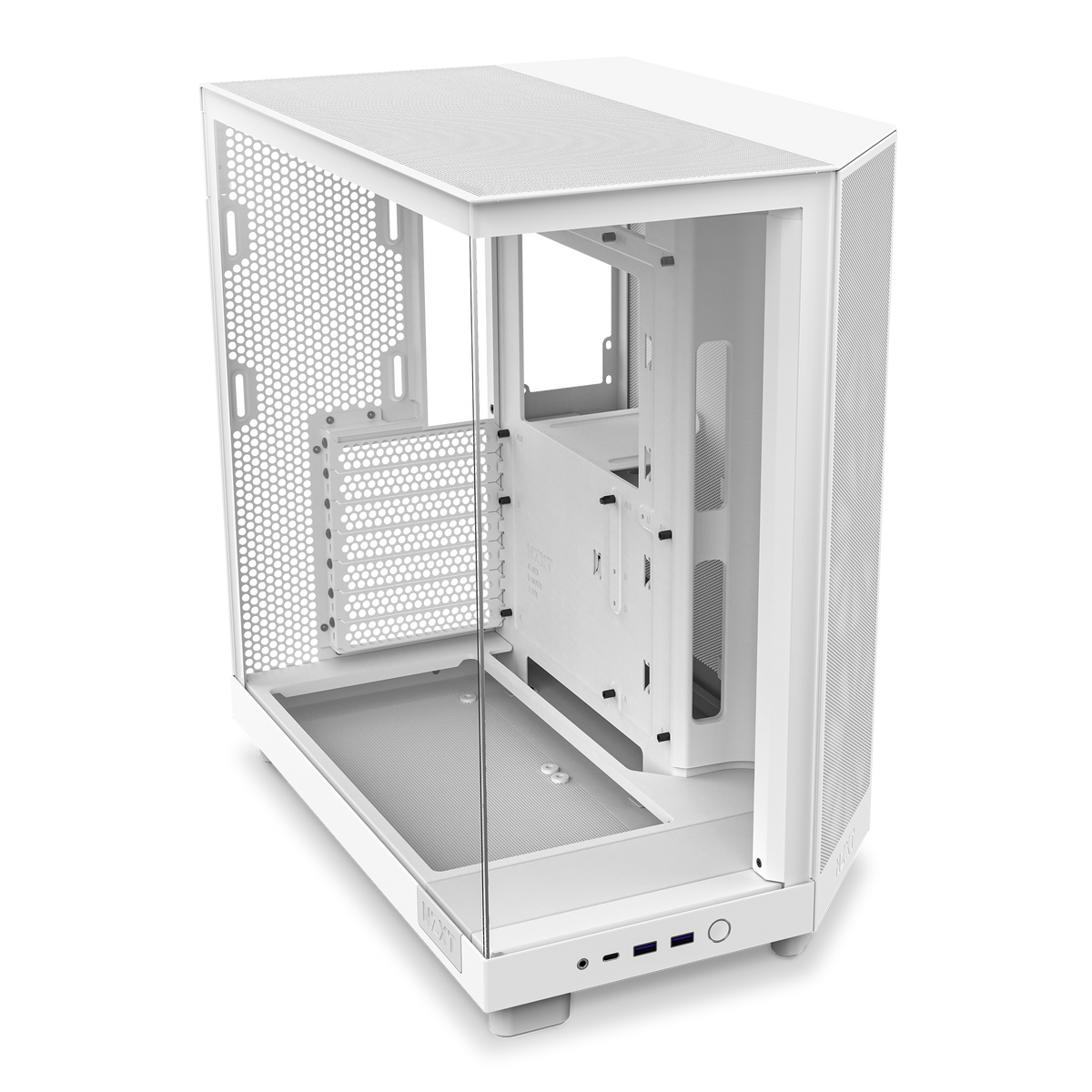 NZXT H6 Flow white, angled front view