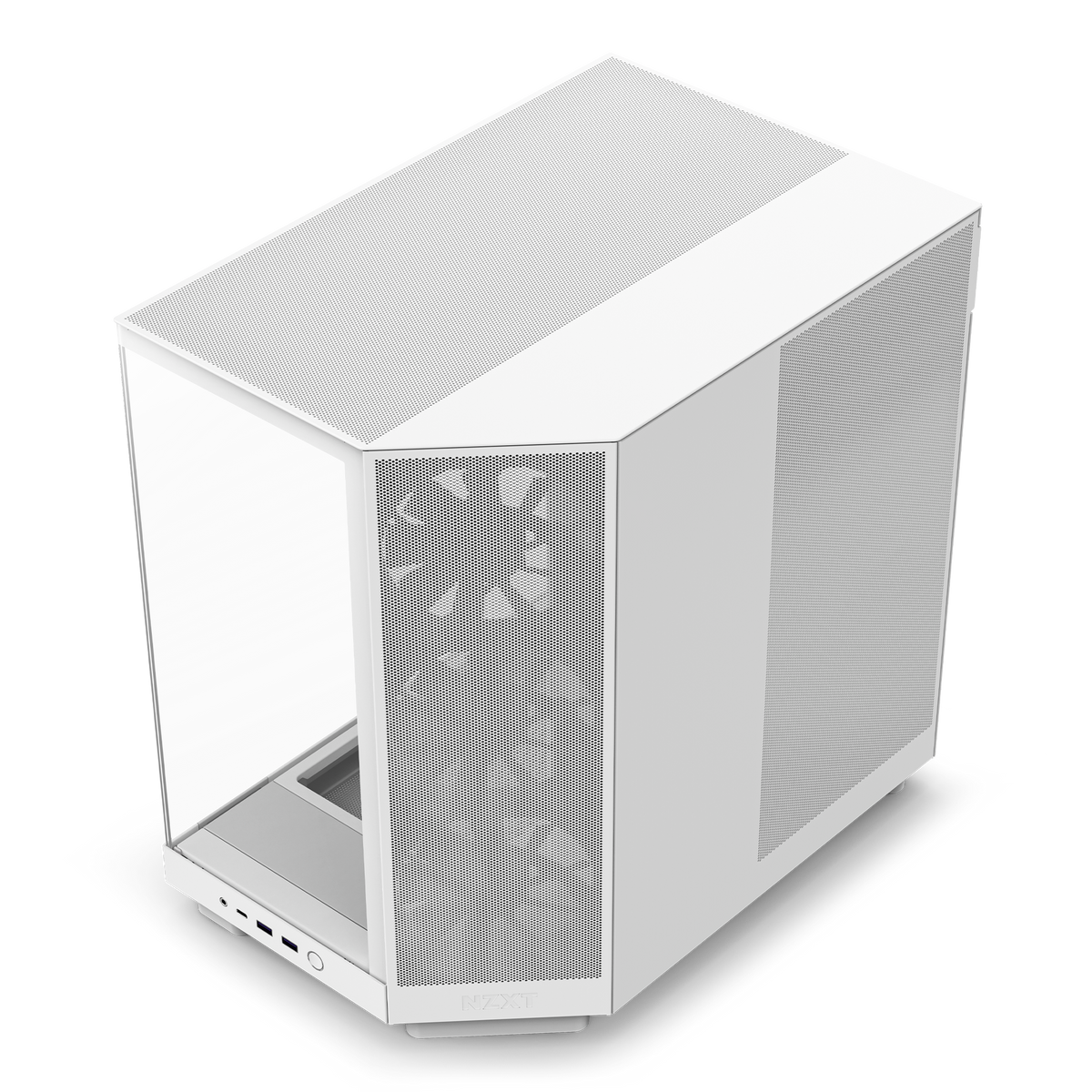 NZXT H6 Flow white, angled rear view