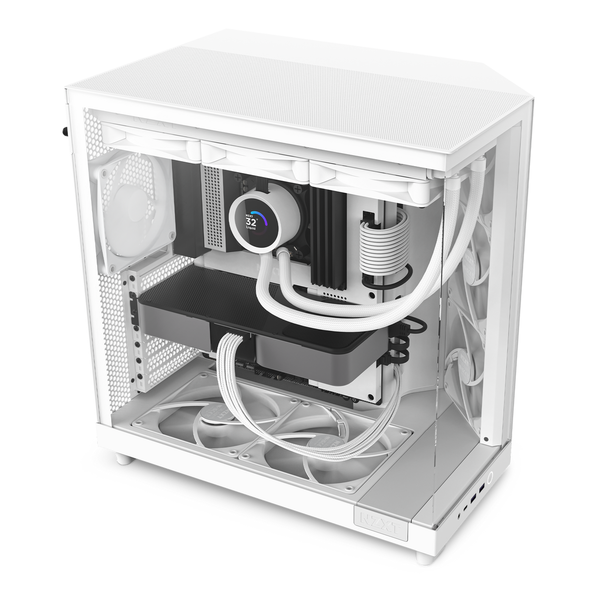 NZXT H6 Flow white with components installed