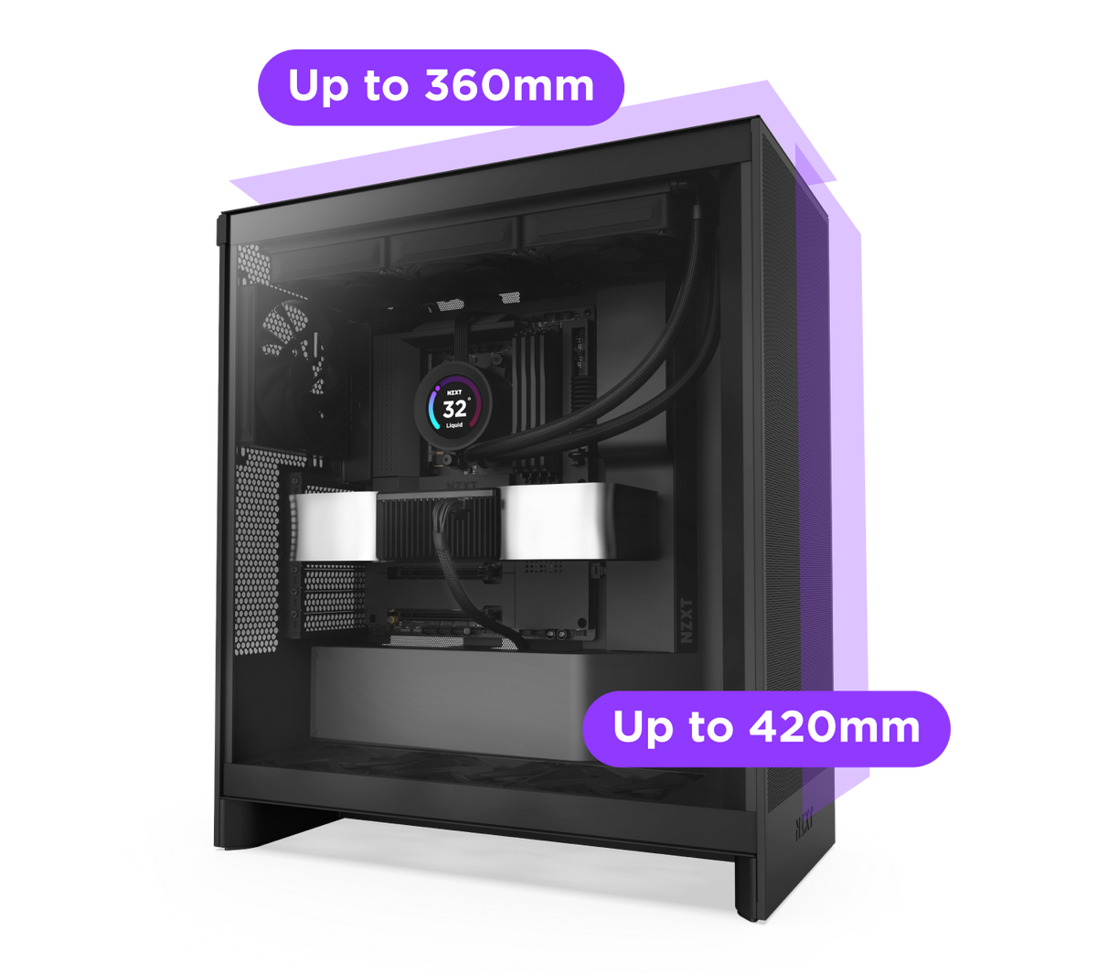 NZXT H7 Flow Büyük Radyatör Desteği
