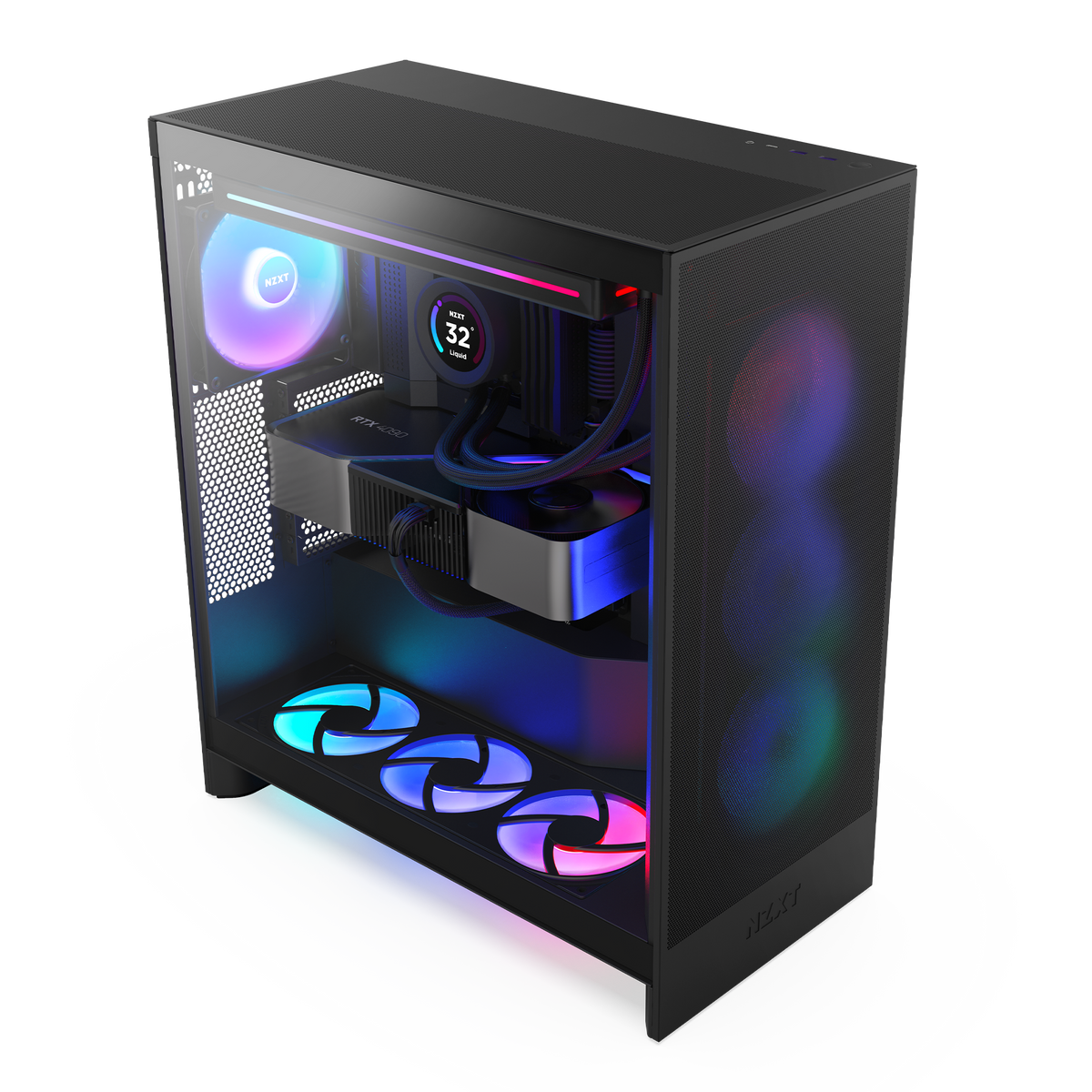 NZXT H7 Flow RGB black with components installed