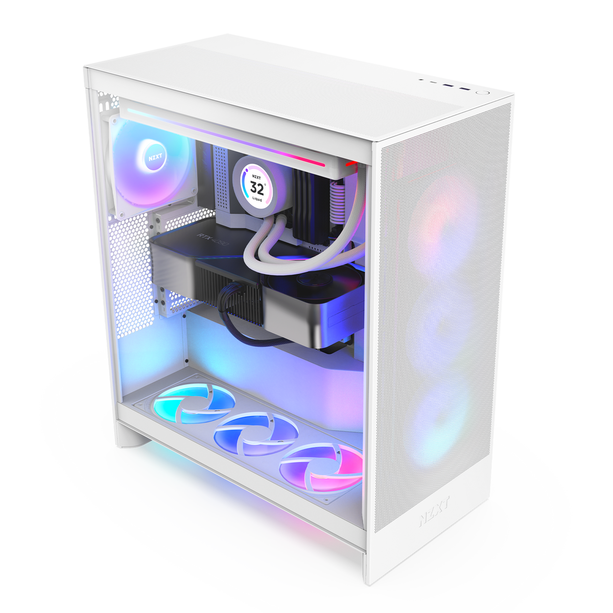 NZXT H7 Flow RGB white with components installed