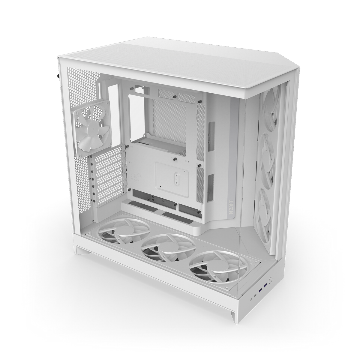 NZXT H9 Flow RGB+ case in white, interior with panels removed