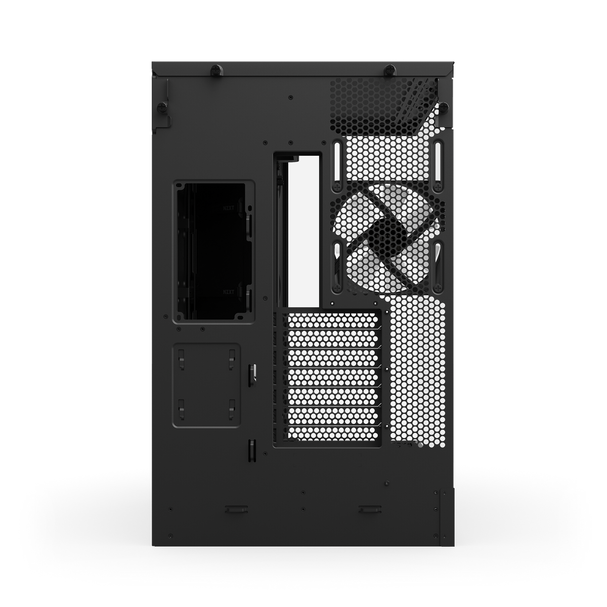 NZXT H9 Flow RGB+ case in black, rear view