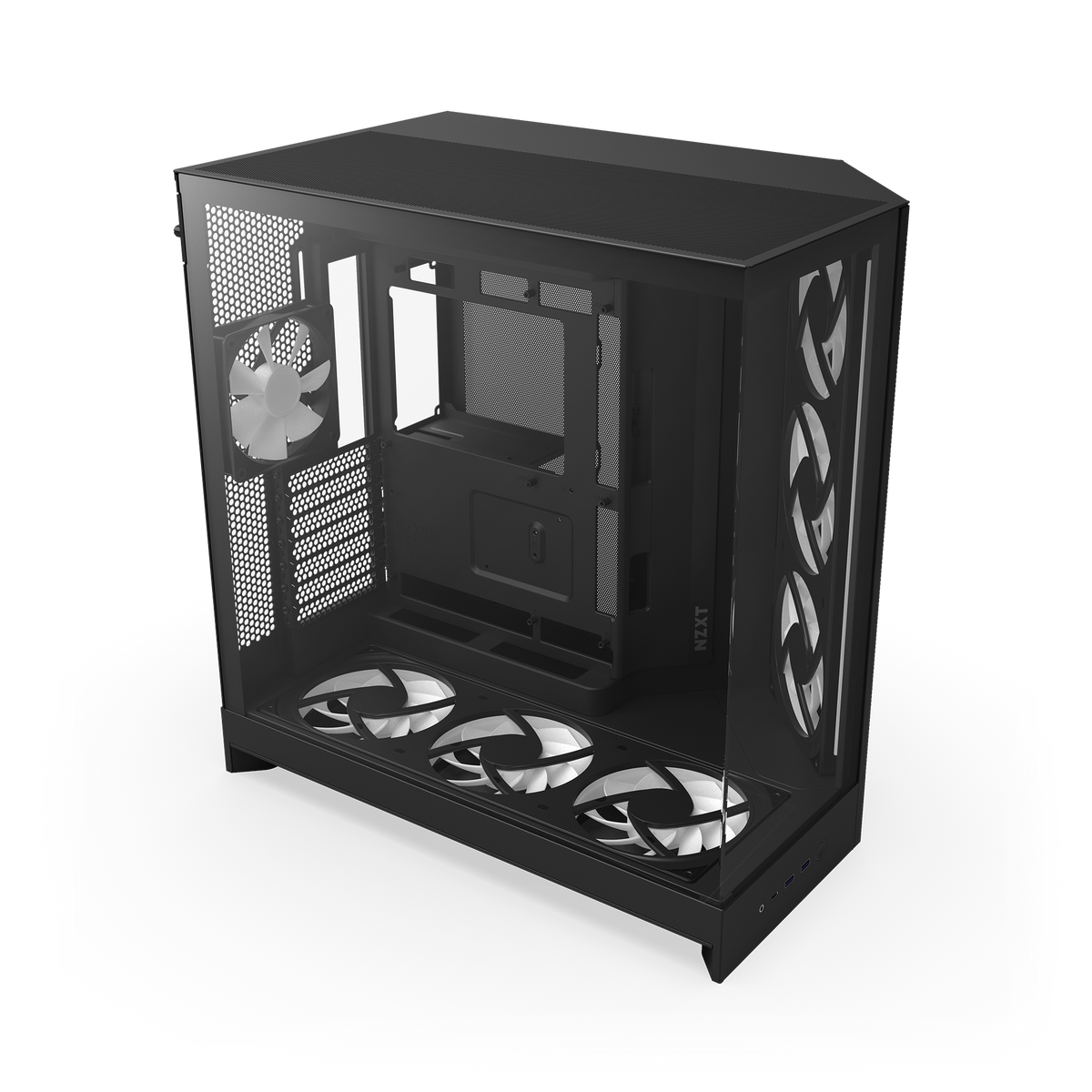 NZXT H9 Flow RGB+ case in black, interior with panels removed