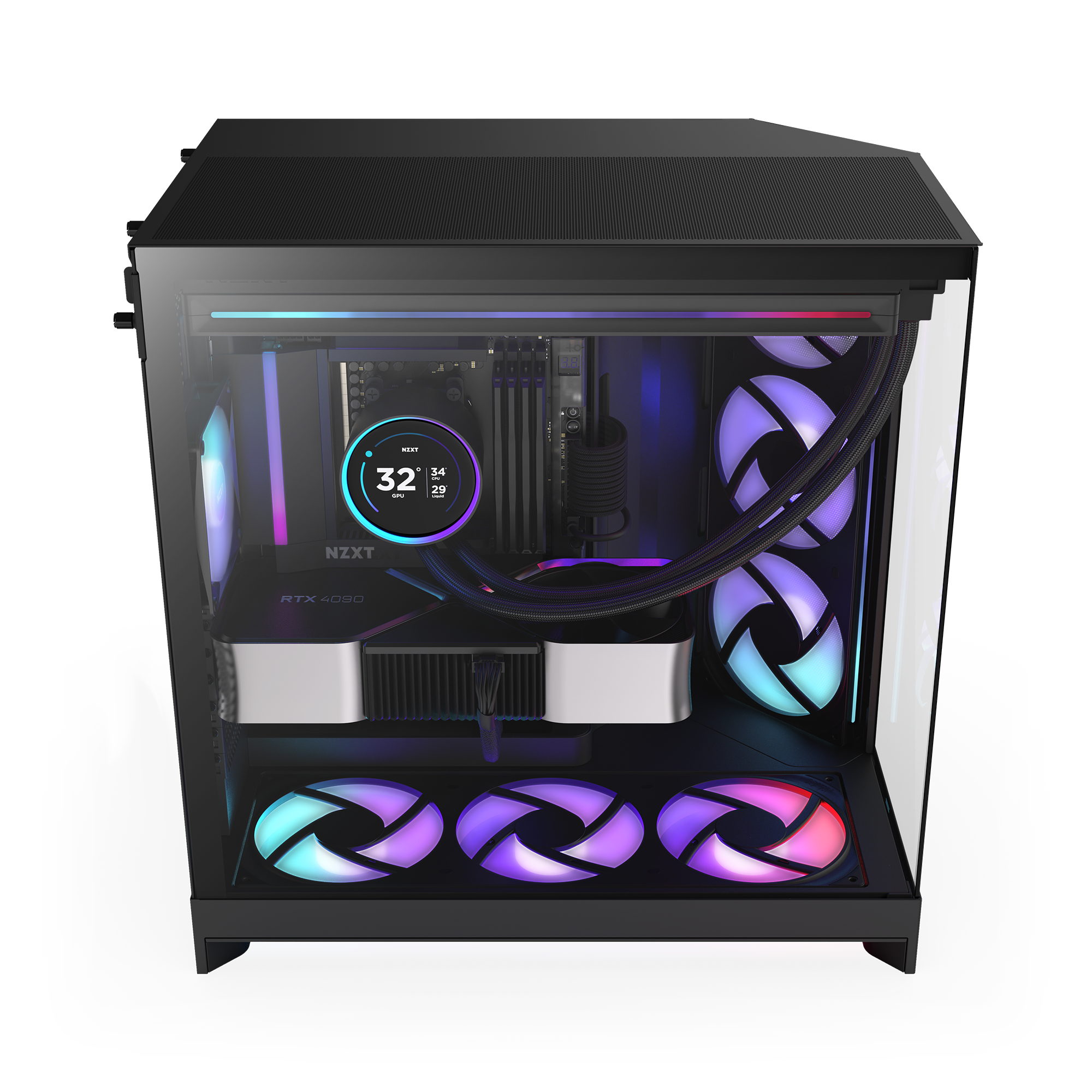 NZXT H9 Flow RGB Siyah Ekran Kartlı Sistem Görünümü