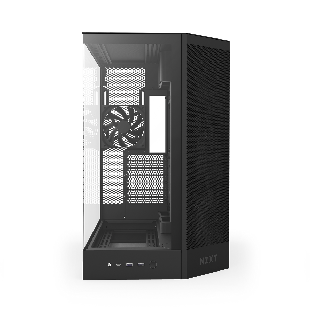 NZXT H9 Flow case in black, front view