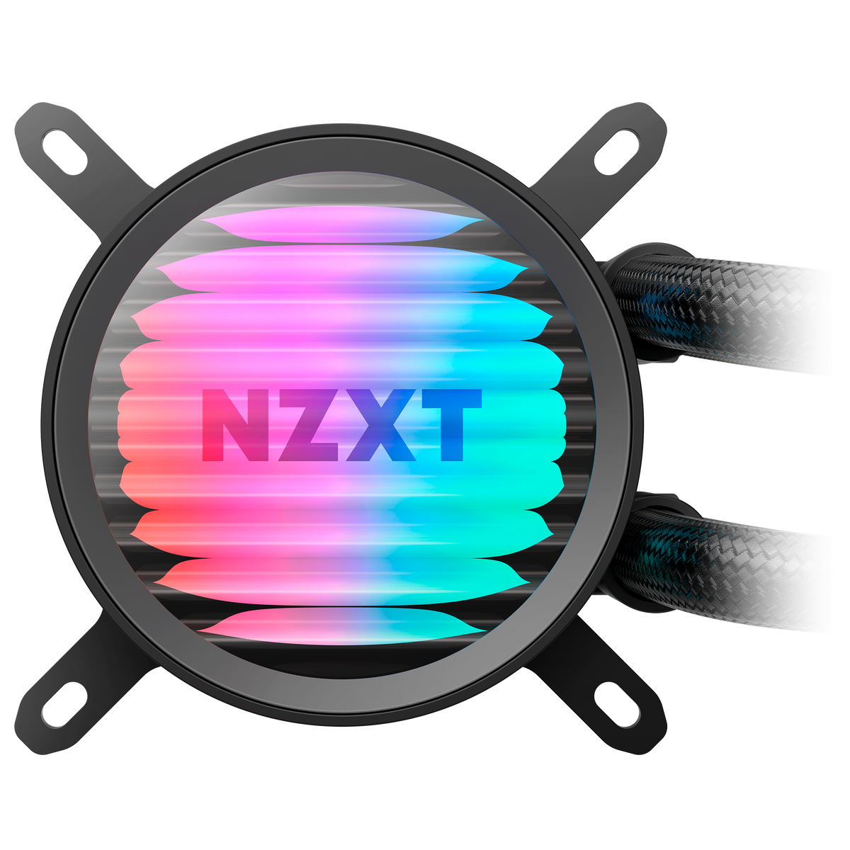 NZXT Kraken Core 240 RGB, front view of the infinity-mirror pump cap