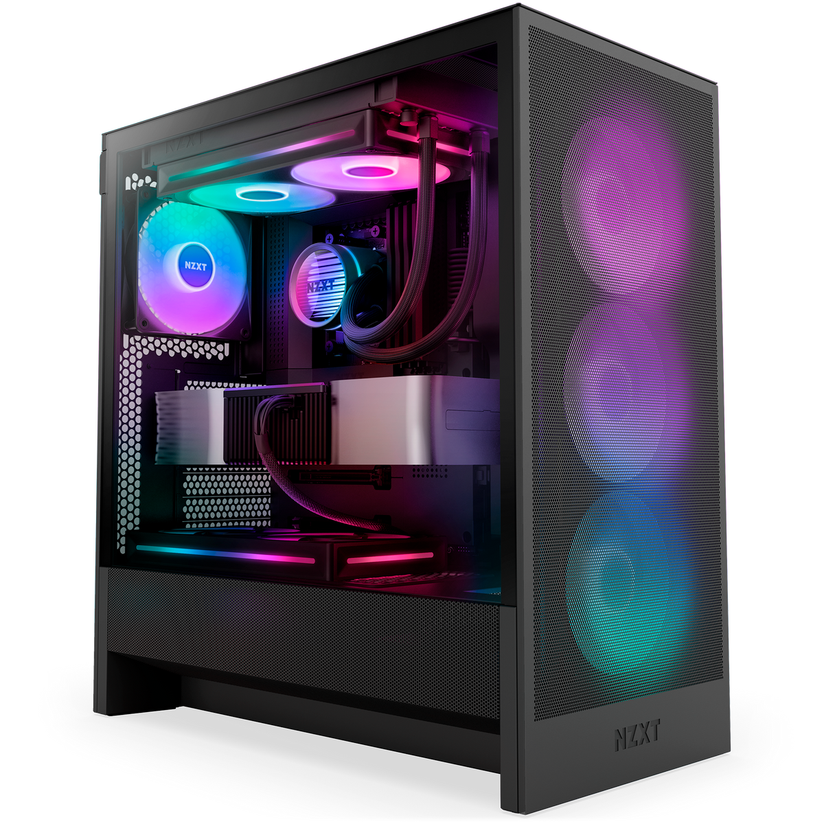 NZXT Kraken Core 240 RGB shown in a completed build behind tempered glass. Components other than the cooler are sold separately.