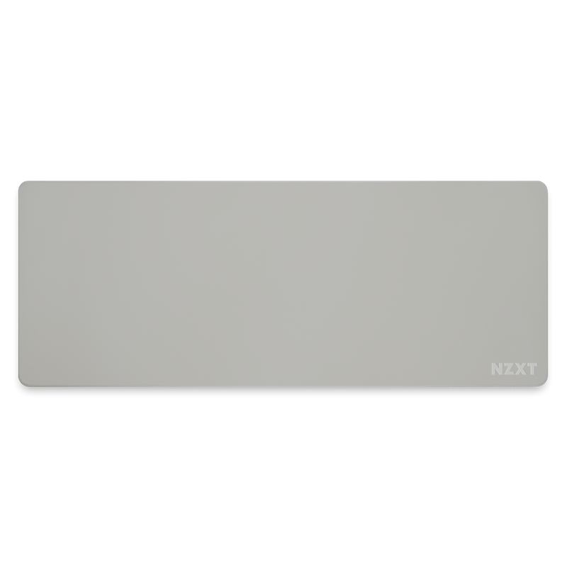 The NZXT MXL900 is a rectangular, light gray mouse pad with rounded corners and a white NZXT logo in the bottom right. This mid-sized extended pad offers a minimalist design and low-friction surface for smooth, effortless mouse movement.