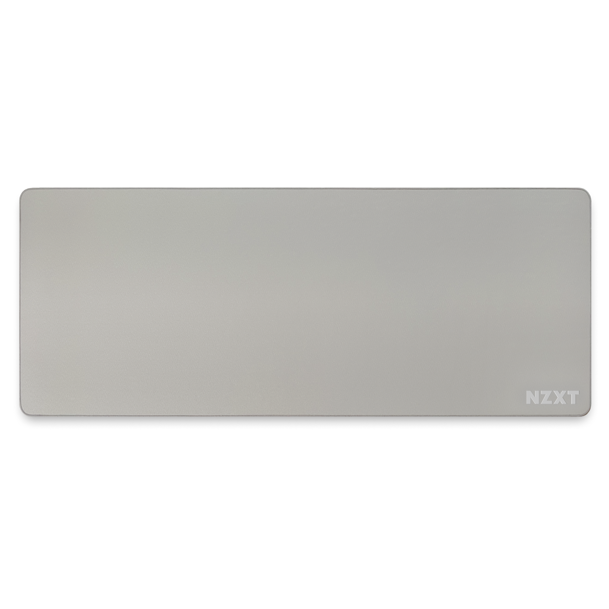 The NZXT MXP700 is a large, rectangular light gray mousepad with rounded corners, a stain-resistant coating, and the white NZXT logo on the bottom right corner, shown against a plain white background.