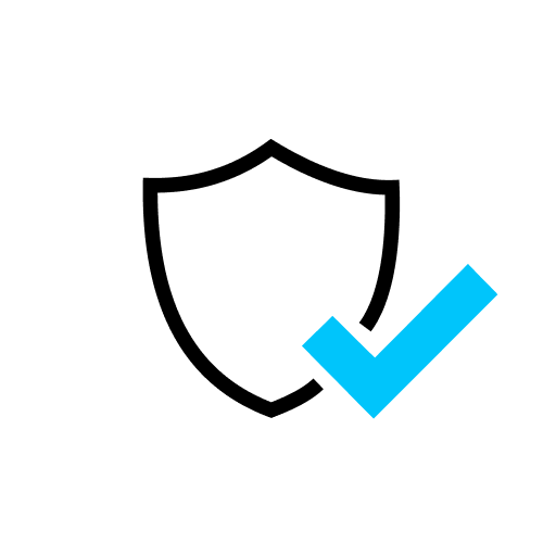 A black shield outline with a large blue check mark overlapping the lower right, symbolizing security with an Extend Protection Plan by Extend, on a white background.